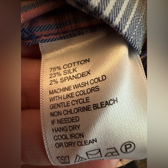 TOMMY BAHAMA Men’s XXL Long Sleeve Cotton Silk Blend Blue Pk Plaid Resort CLEAN - Picture 7 of 12